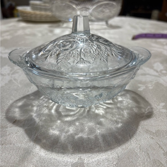 Vintage Pressed Glass Floral Candy Dish - Picture 1 of 8